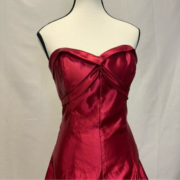 Vintage Jessica McClintock Gunne Sax Red Strapless Party Dress Size 9 - Picture 2 of 11